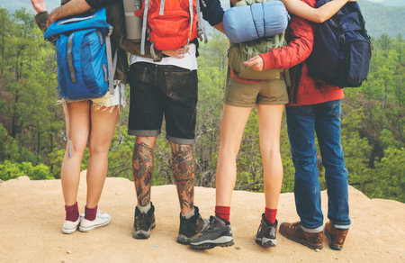 Friends Explore Nature Outdoors Concept