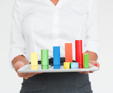 Business Bar Graph Lady Concept