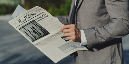 Businessmen Read Hands Hold Newspaper