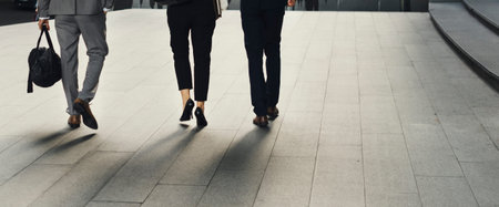 Businesspeople Men Women Walk Colleague