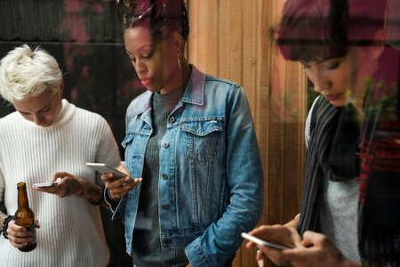 Women Friends Hands Hold Mobile Phone