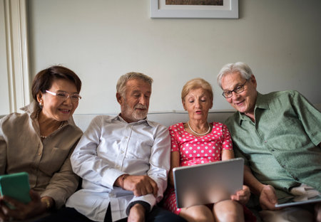 Senior Adult Use Tablet Mobile Phone Technology