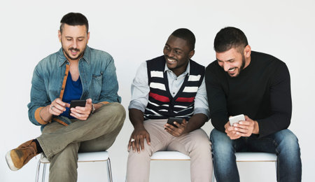 Friends Sitting Together Connect to the Internet