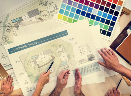 Design Studio Architect Creative Occupation Meeting Blueprint Concept