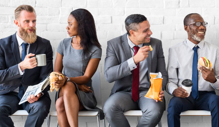 Business Team Working Break Eating Lunch Concept