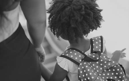 Casual Backpack Child Kid Girl Holding Hand