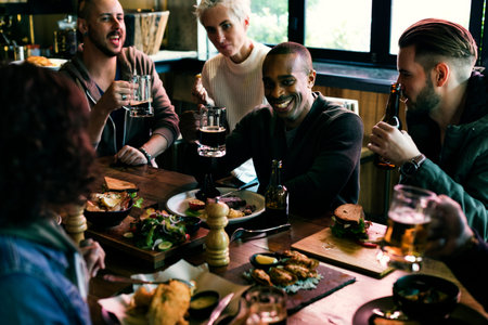 Diverse People Hang Out Pub Friendship