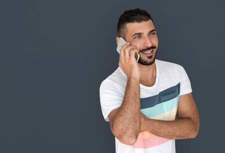Caucasian Man Talking Phone Smile