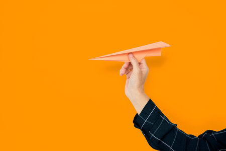 Human Hand Holding Papercraft Airplane Goals Target Aspirations