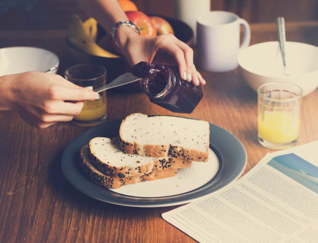 Coouple Eating Morning Breakfast Togetherness