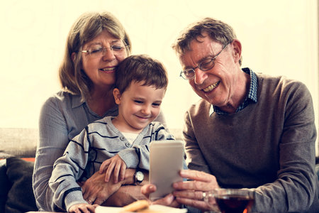 Grandparent Grandson Family Technology Digital