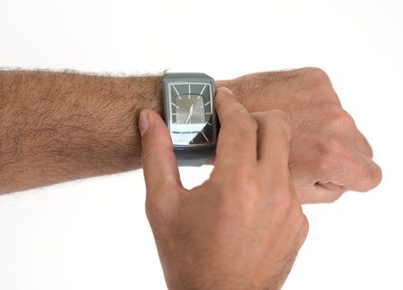 Hands Touch Wristwatch Time Waiting