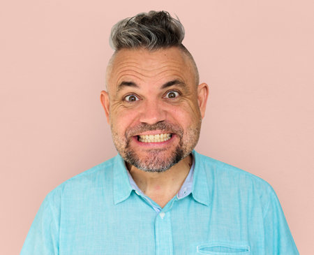 Caucasian Man Happy Cheerful Smiling