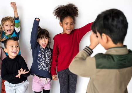 Group Children Taking Photo Happiness Adorable