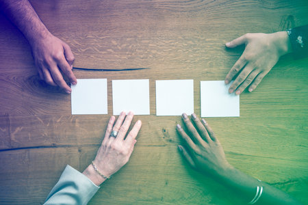 Diverse People Hands Show Blank Paper