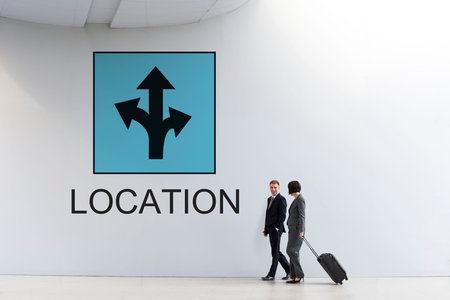 Business people with location concept
