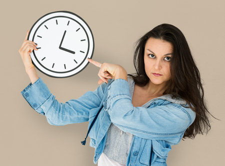 Woman Serious What Time is it Paper Craft Arts Clock Studio Portrait