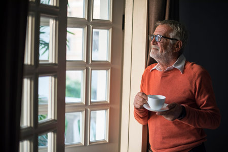 Senior Man Drink Tea Break Leisure
