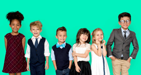 Little Children Dressed Up Smiling