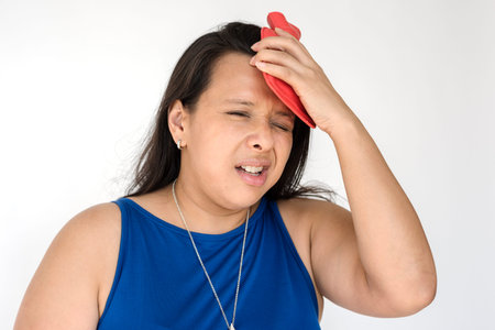 Woman Sickness Headache Cold Fever Studio Portrait