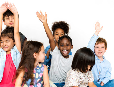 Group of kids fun enjoying happiness together