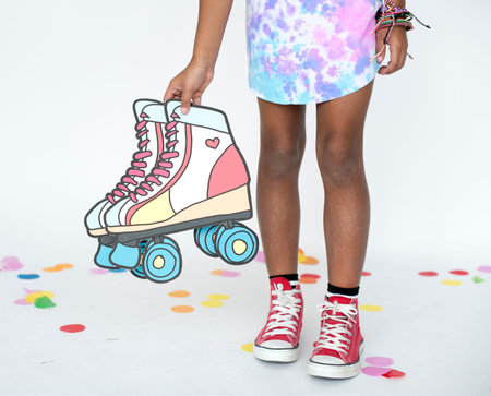 Little Girl Holding Papercraft Arts Skate Studio Portrait