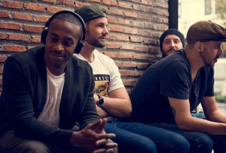 Adult Men Sit Together Friendship
