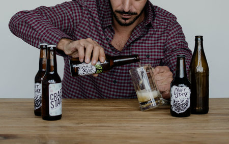 Middle Eastern Man Beer Drinks Alocohol Studio Portrait
