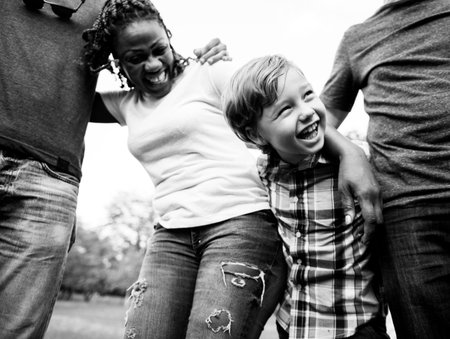 Happiness group of people huddle and smiling together