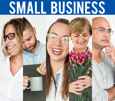 Set of Diversity Startup Small Business People Studio Collage