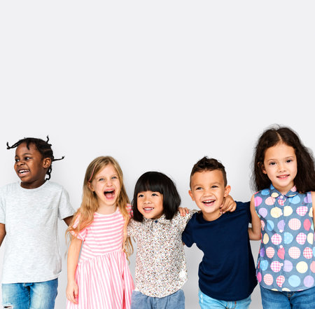 Group of kids fun enjoying happiness together