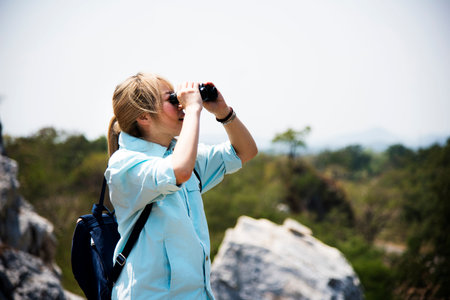 Young woman solo trip travel sightseeing