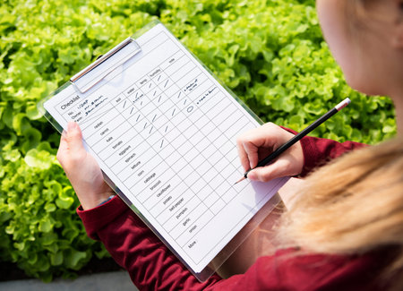 Woman cultivated quality check growing