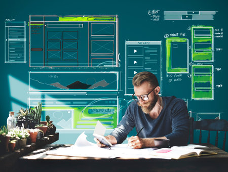 Website development layout sketch drawing