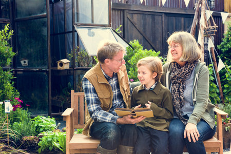 Grandparents Teaching Reading Book Garden