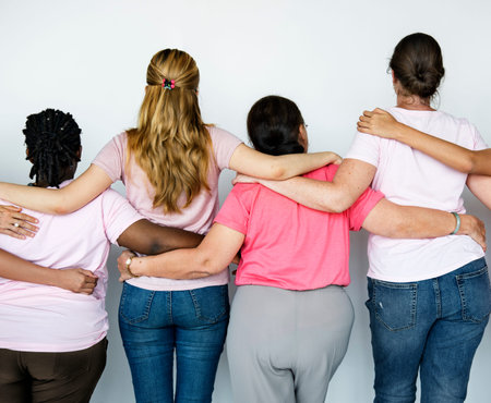 Group of Multiethnic Women Wear Pink Shirt