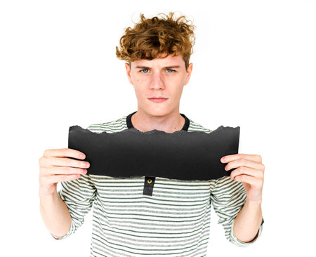 Young Man Serene Face Expression Studio Portrait