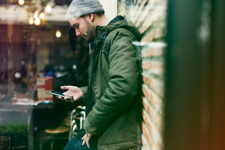 Man Use Mobile Phone Connection Social Network