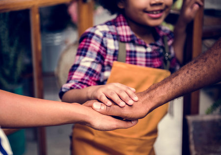 Family Hands Out Together Teamwork