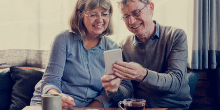Mature Couple Digital Technology Together