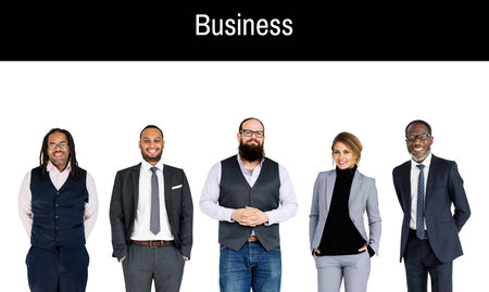 Diverse Career Business People Set Gesture Studio Isolated