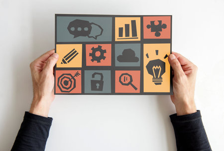 Different icons collage banner graphic