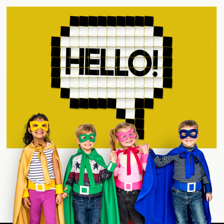 Kids Say Hello Hi Greeting Speech Bubble Graphic