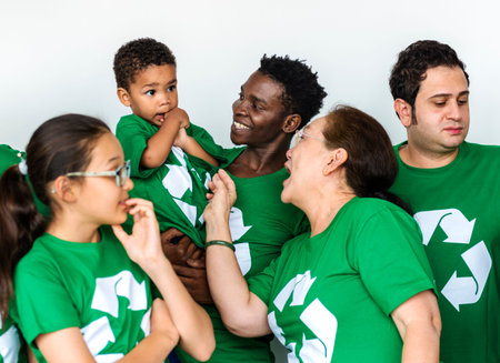 Diverse Group of People with Recycle Symbol
