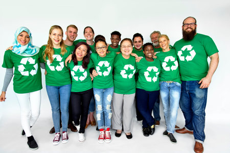 Ecology group of people smiling together
