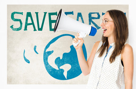 Woman Holding Megaphone Social Media