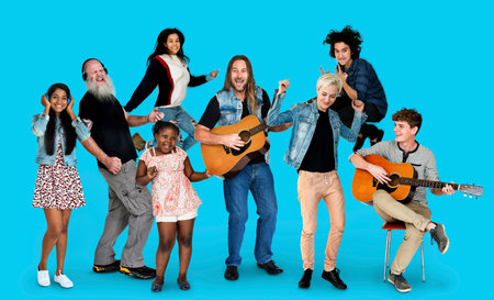 Diverse of People Enjoy Music Lifestyle Studio Isolated