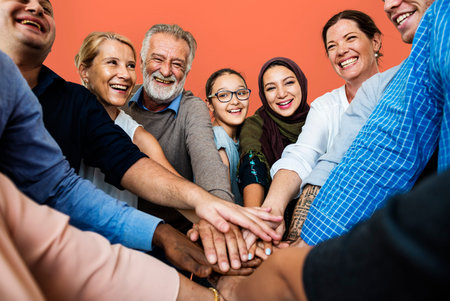 Group of Diverse People Hands Together Teamwork Cooperation