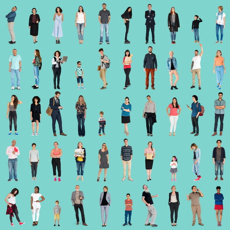 Diversity People Together Mixed Set Studio Isolated