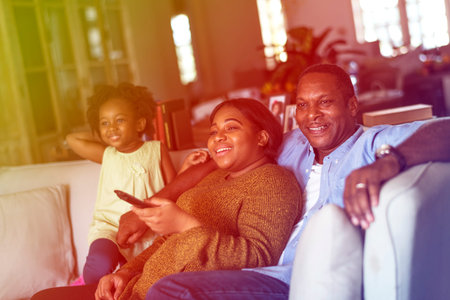 African American Family Watch TV House